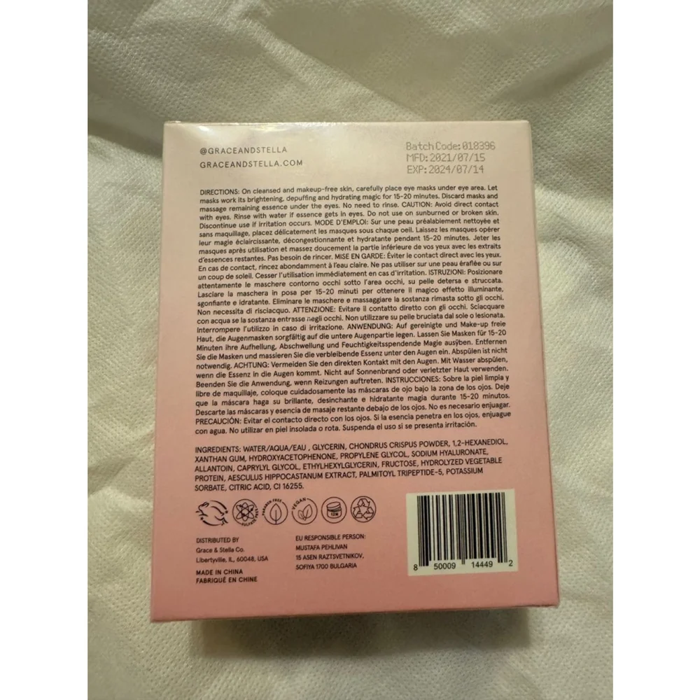 Grace & Stella Eye Mask 24 Pairs, Pink Collagen Boosting - Picture 3 of 3